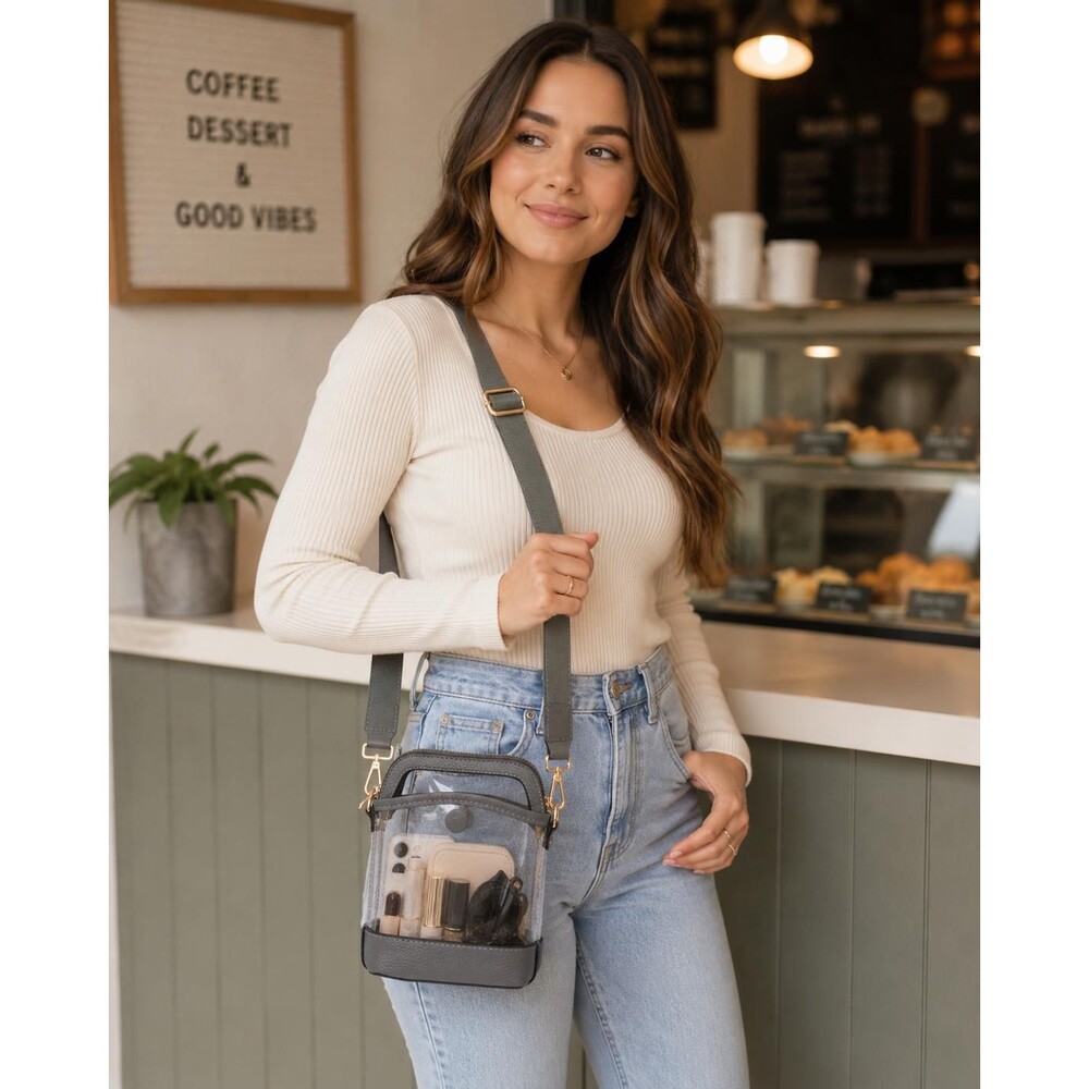 Clear Grey Mini Crossbody Stadium Bag Concert, Game Day & Event Approved